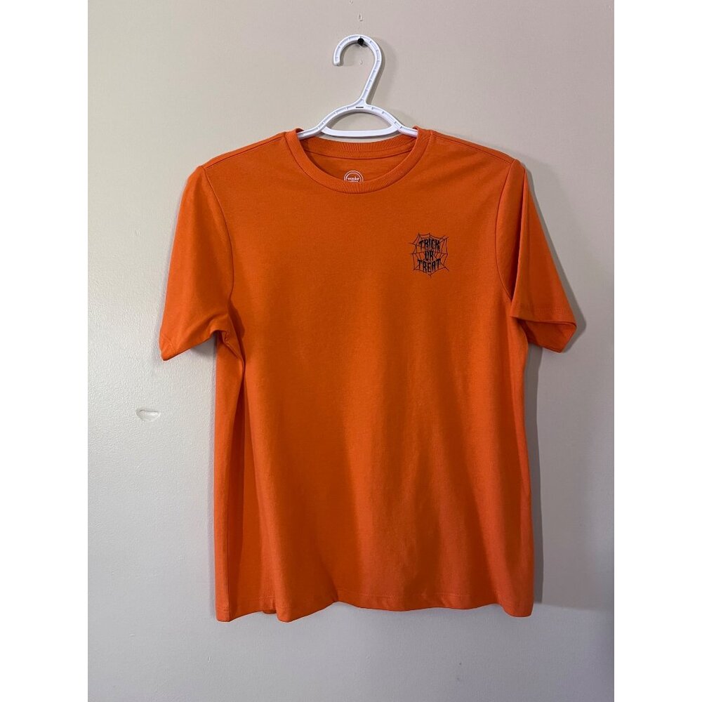 Wonder Nation Boys Large Husky (10-12) Orange Short Sleeve Shirt Halloween
